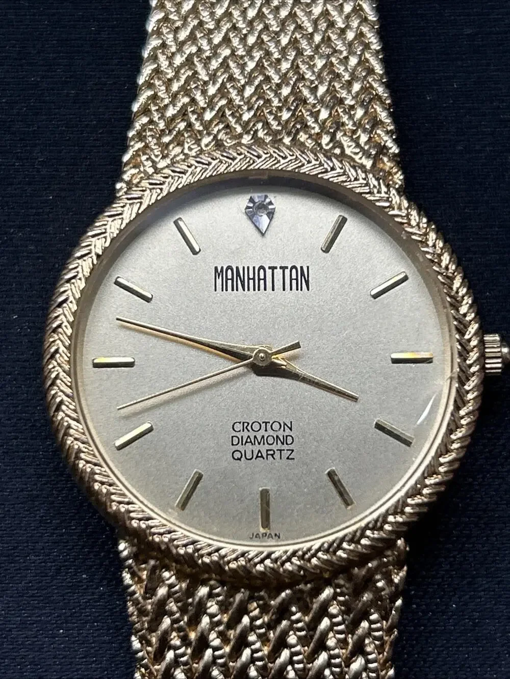 Manhattan Croton Diamond Quartz Gold Tone Watch